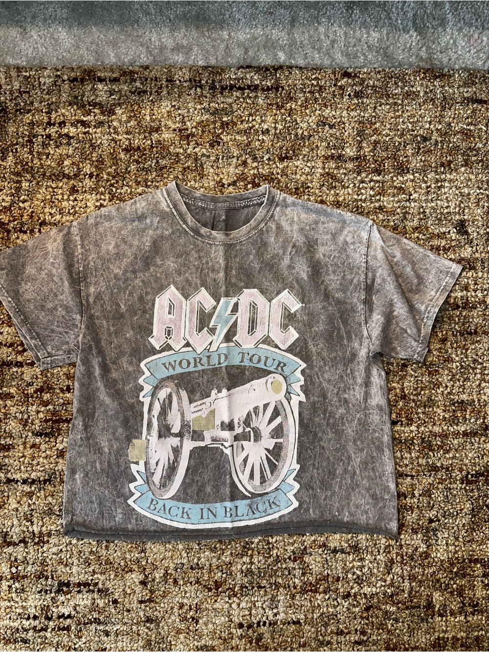 AC/DC Back in Black Short-Sleeve Graphic Tee - Gray Acid Wash